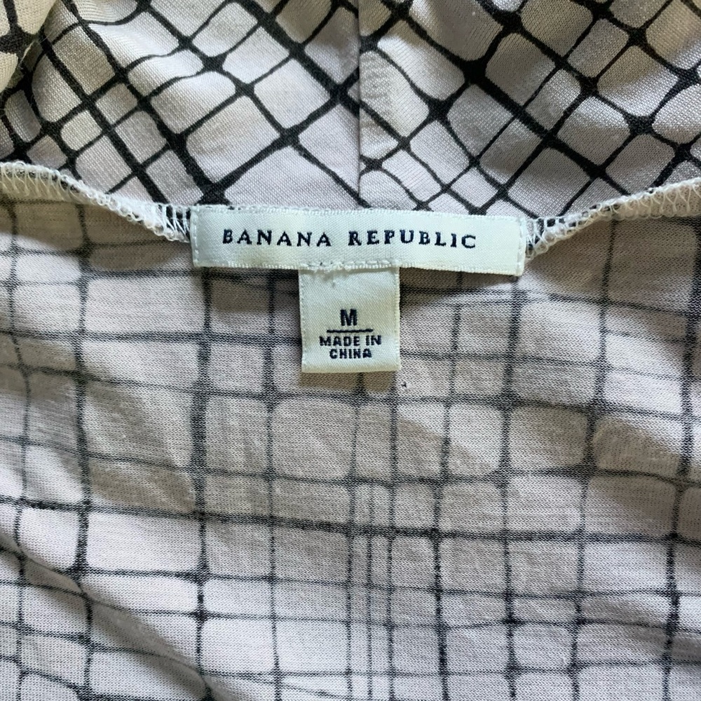 BANANA REPUBLIC Silk Dress, Cowl Neck, Black/Ivory, Medium. - Picture 11 of 12